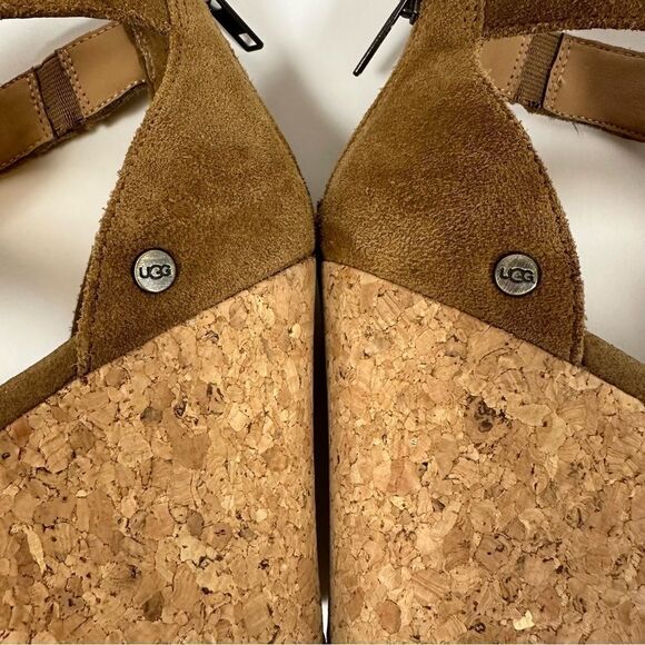 UGG Women’s Whitney Cork Wedge Platform Sandals in Chestnut Suede Size 9.5 - Picture 8 of 15